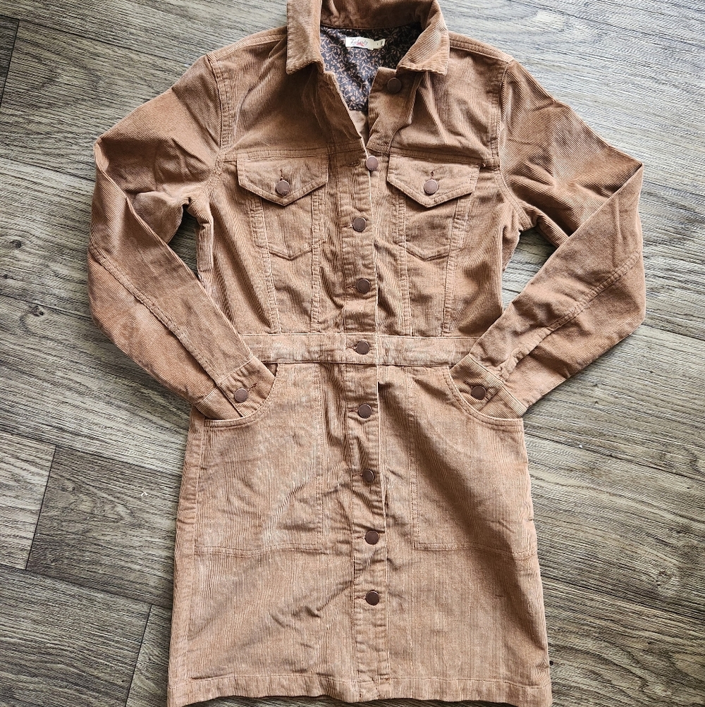 Faherty Stretch Cord Michelle Long Sleeve Button Up Shirt Dress Size 0 - Picture 4 of 11
